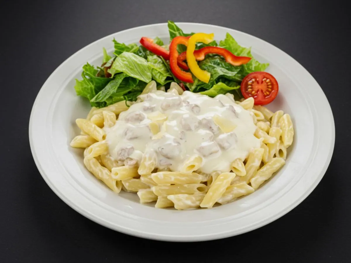 Alfredo and Garden Salad