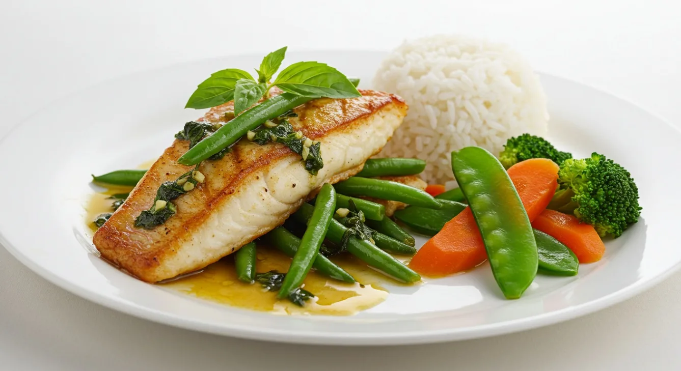 Pan Seared Red Snapper with Thai Basil Sauce
