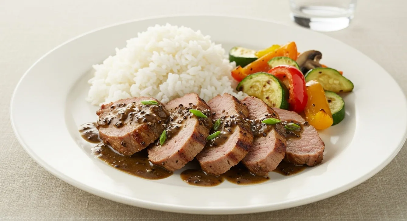 Grilled Lemongrass Pork Sirloin with Black Pepper Sauce