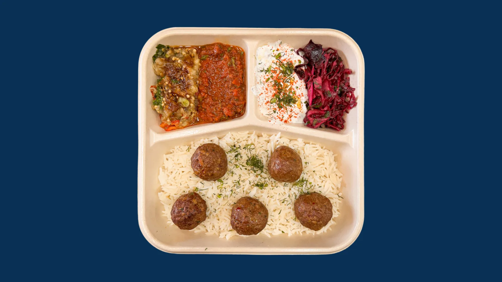 Meatball Mosaic Bowl with Pita
