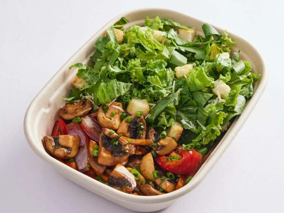Mushroom Saltado with Caesar Salad