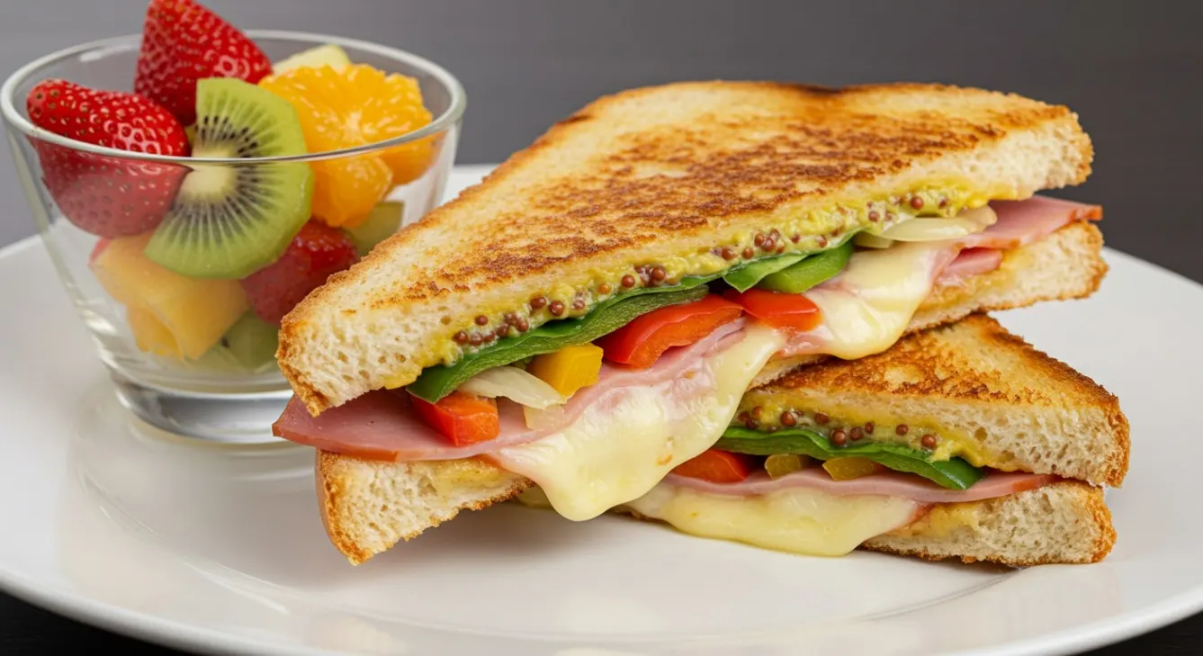 Cured Ham Sandwich with a Fruit Cup
