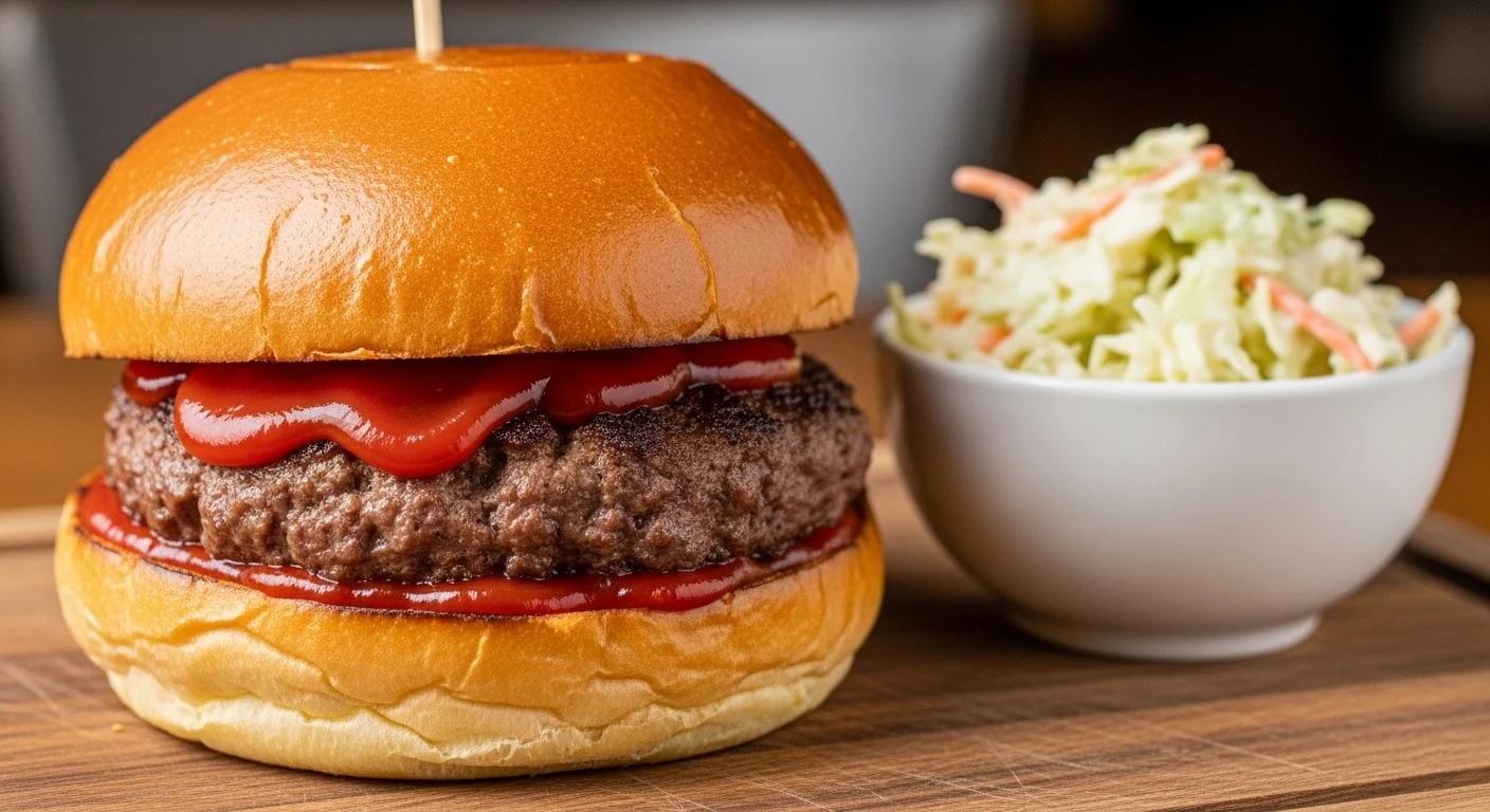 John Doe Burger (w/ Ketchup) w/ Cole Slaw