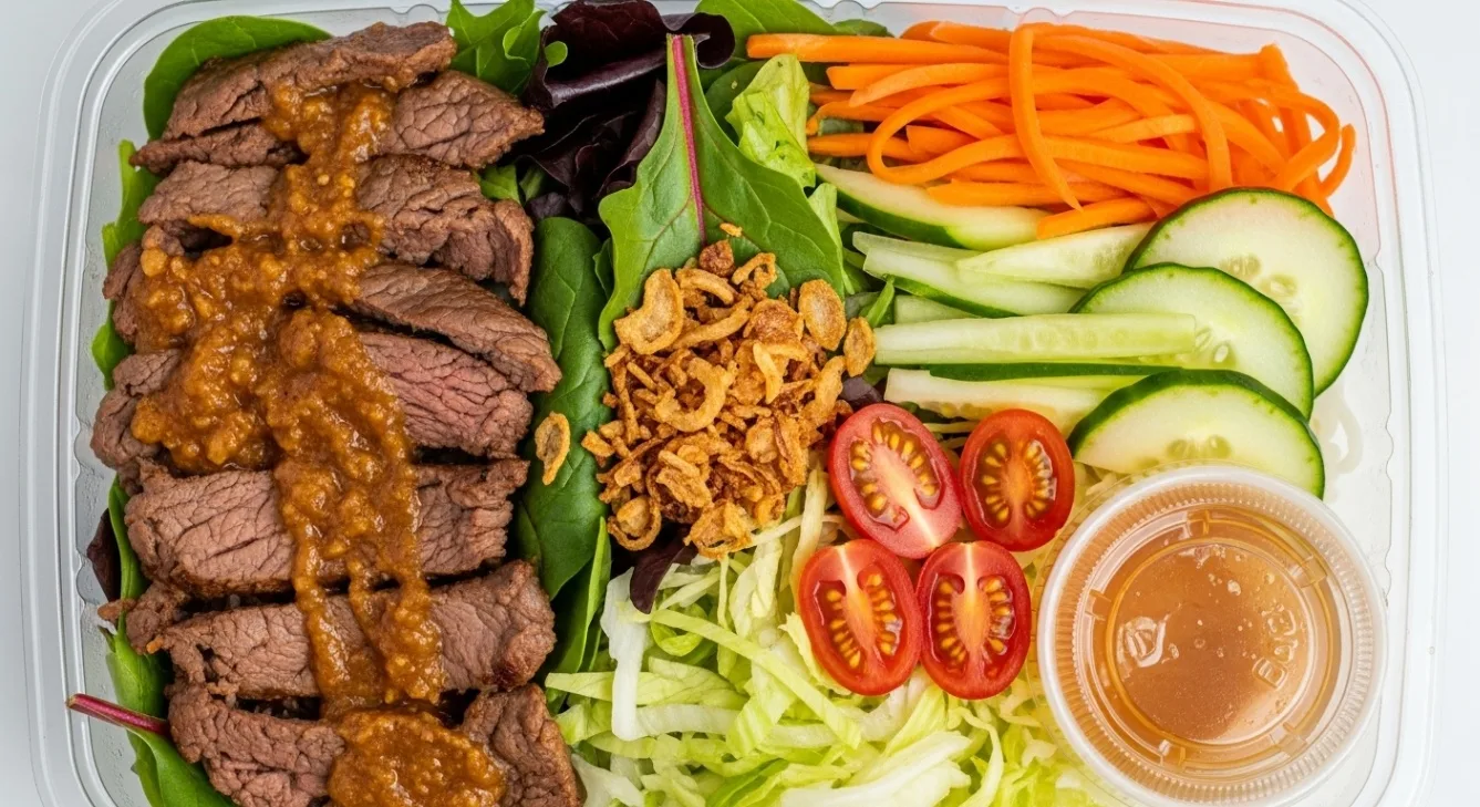 Lemongrass Beef Mixed Greens Bowl