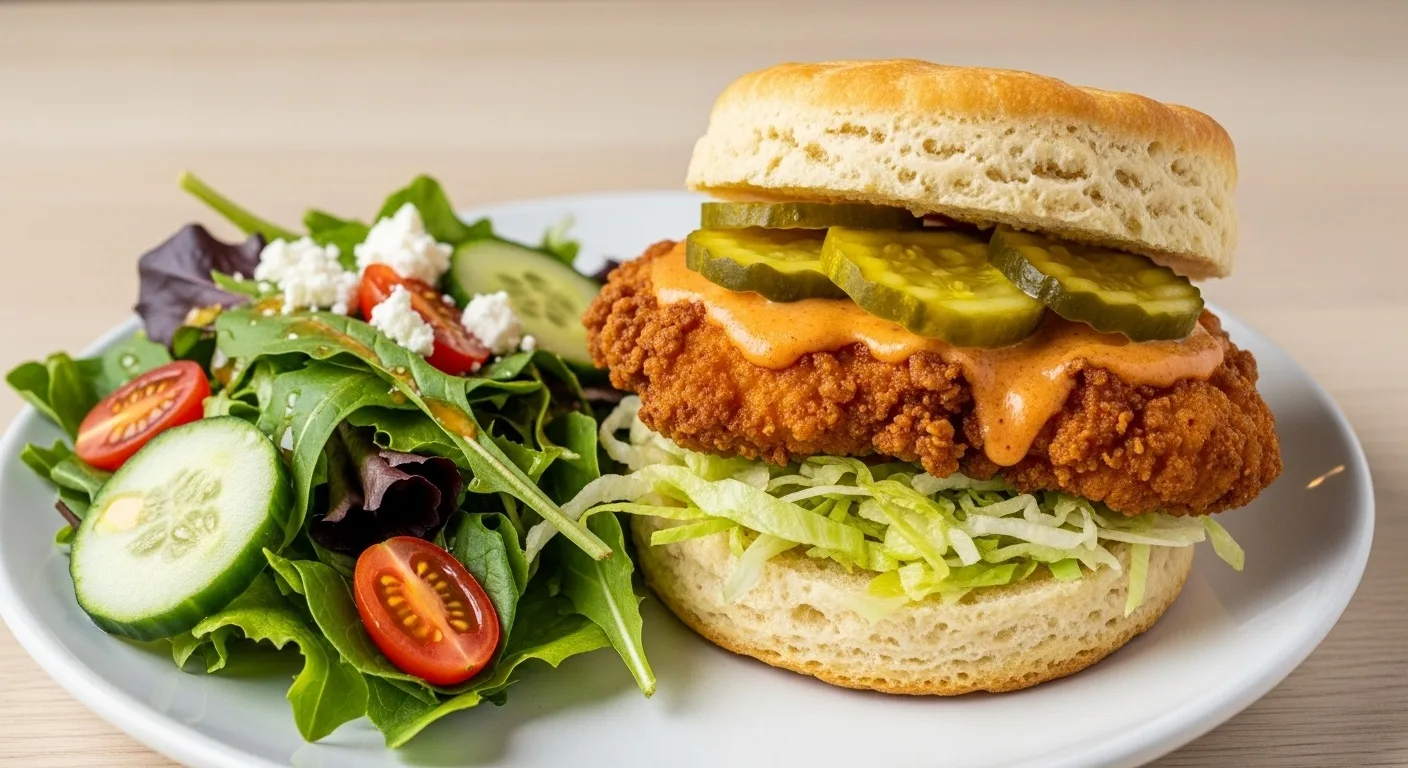 Buffalo Sandwich with a Side Salad