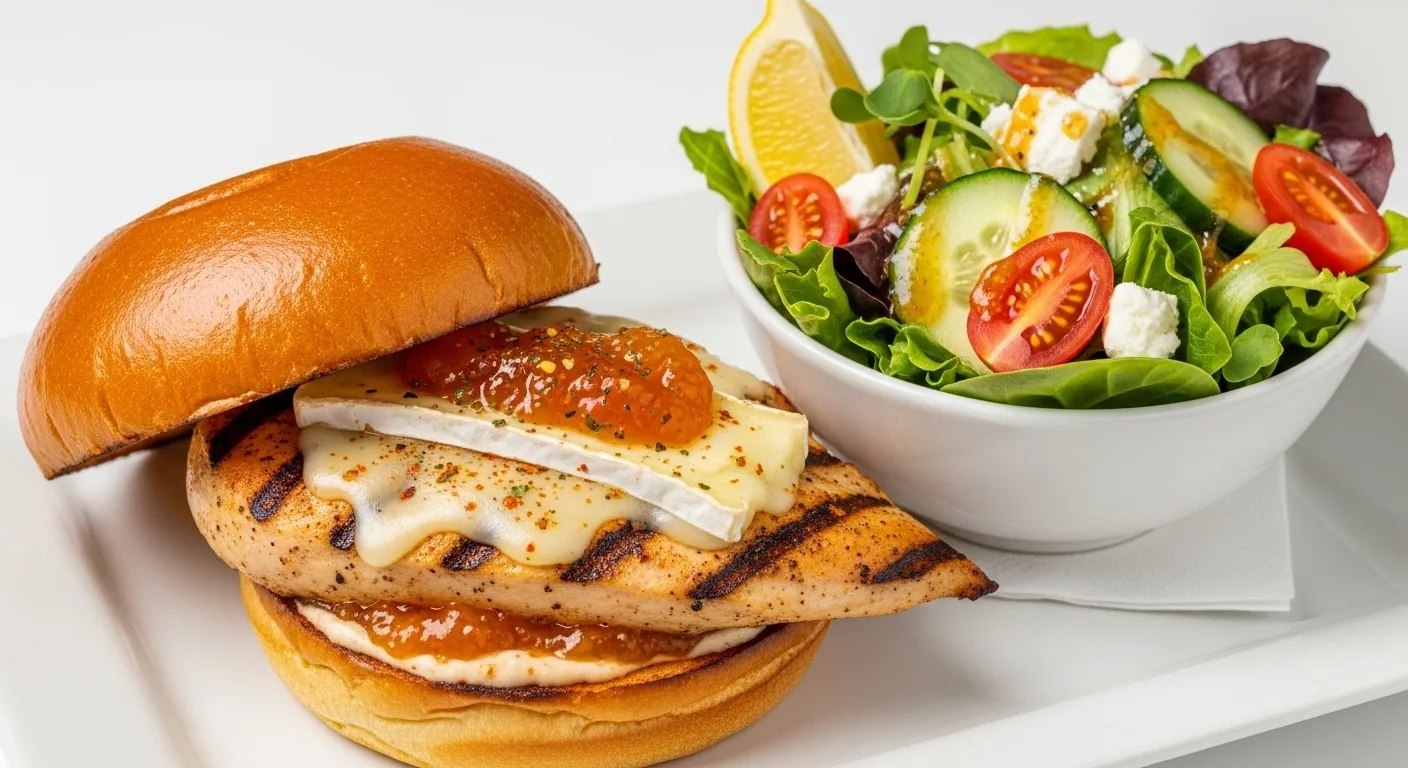 Peachy Islander Sandwich with a Side Salad