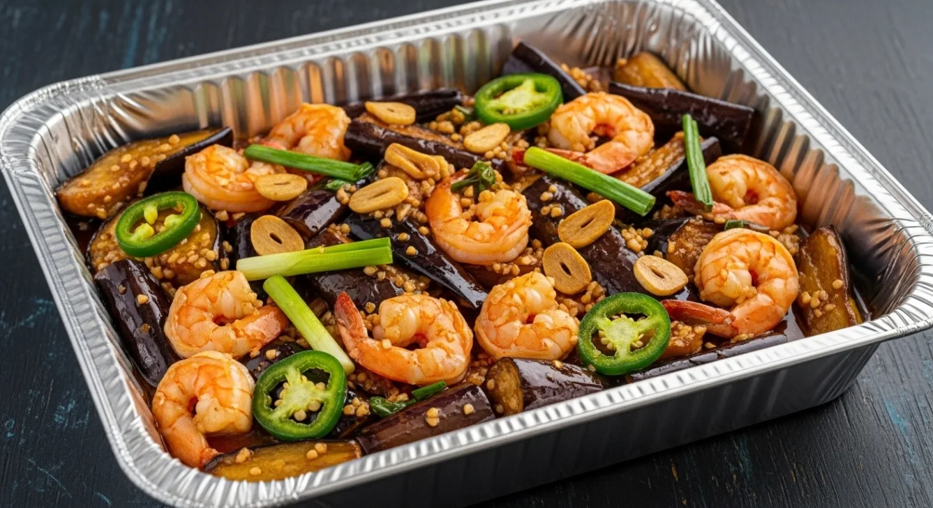 Spicy Eggplant Shrimp with Garlic Sauce