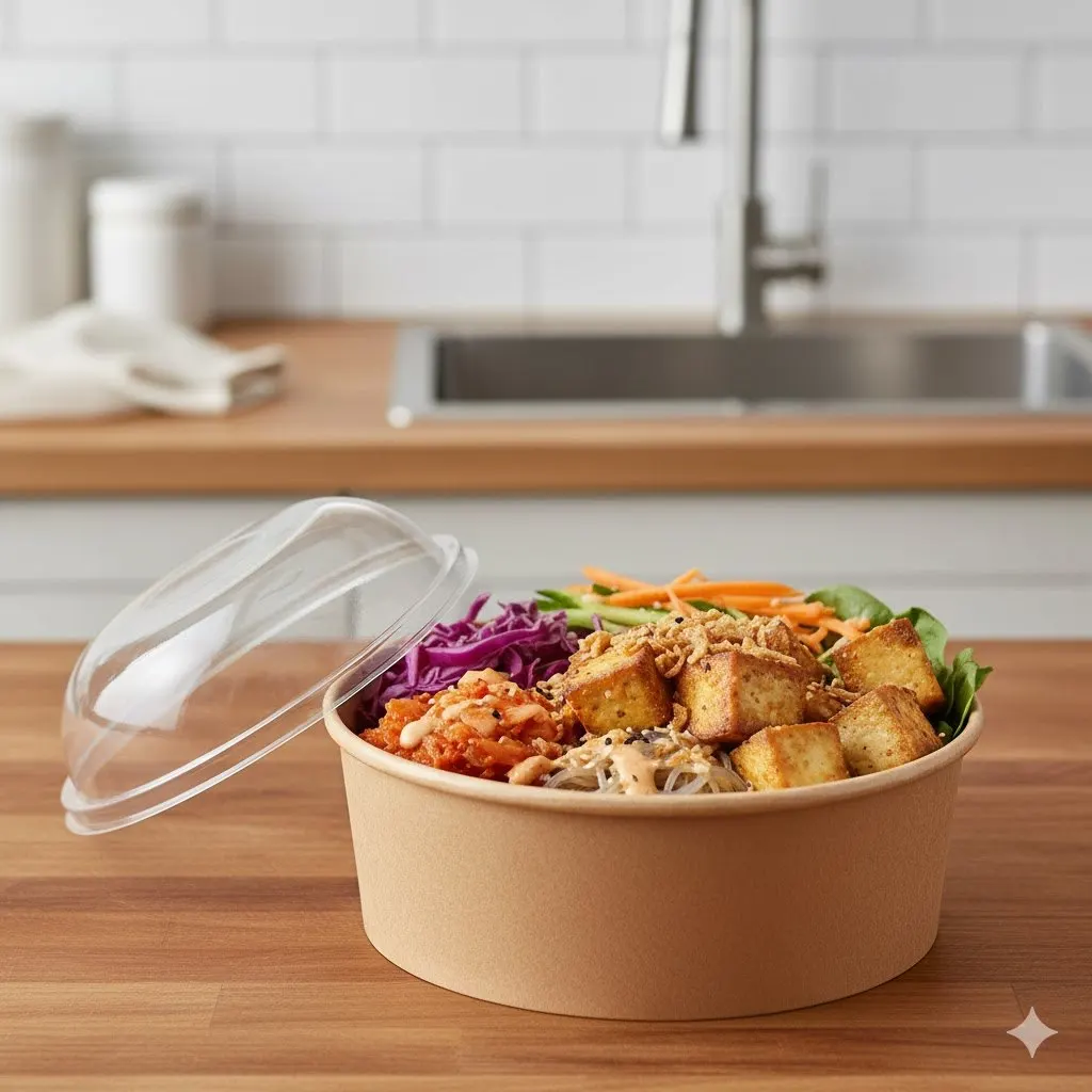 Vegan Pan Fried Tofu Rice and Noodle Bowl