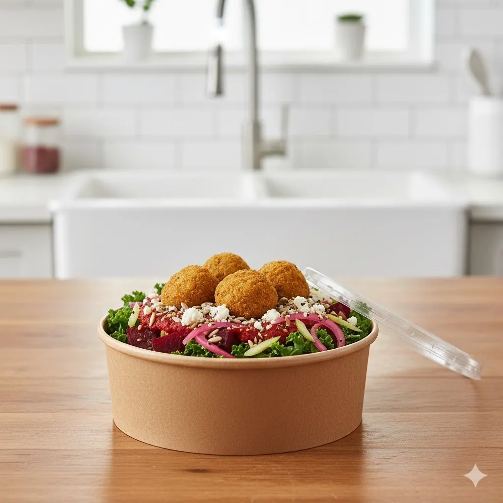 Vegetarian Vibrant Salad with Lentil Balls