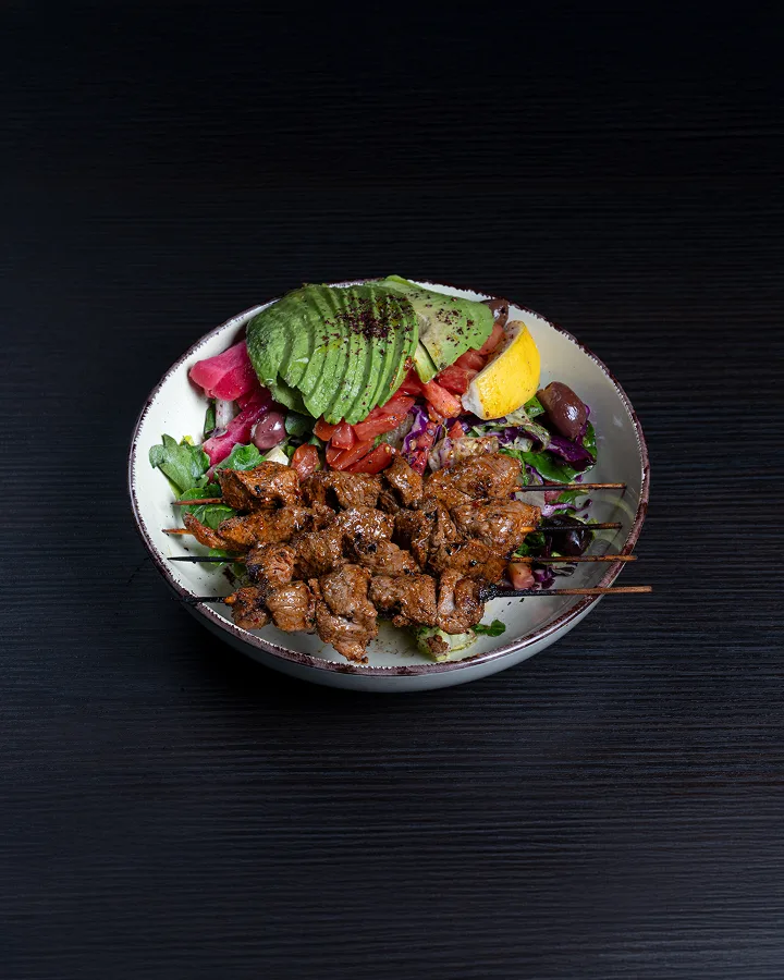 Gluten Free Halal Certified Lamb Shish Kebab Entree Salad (2oz Dressing)