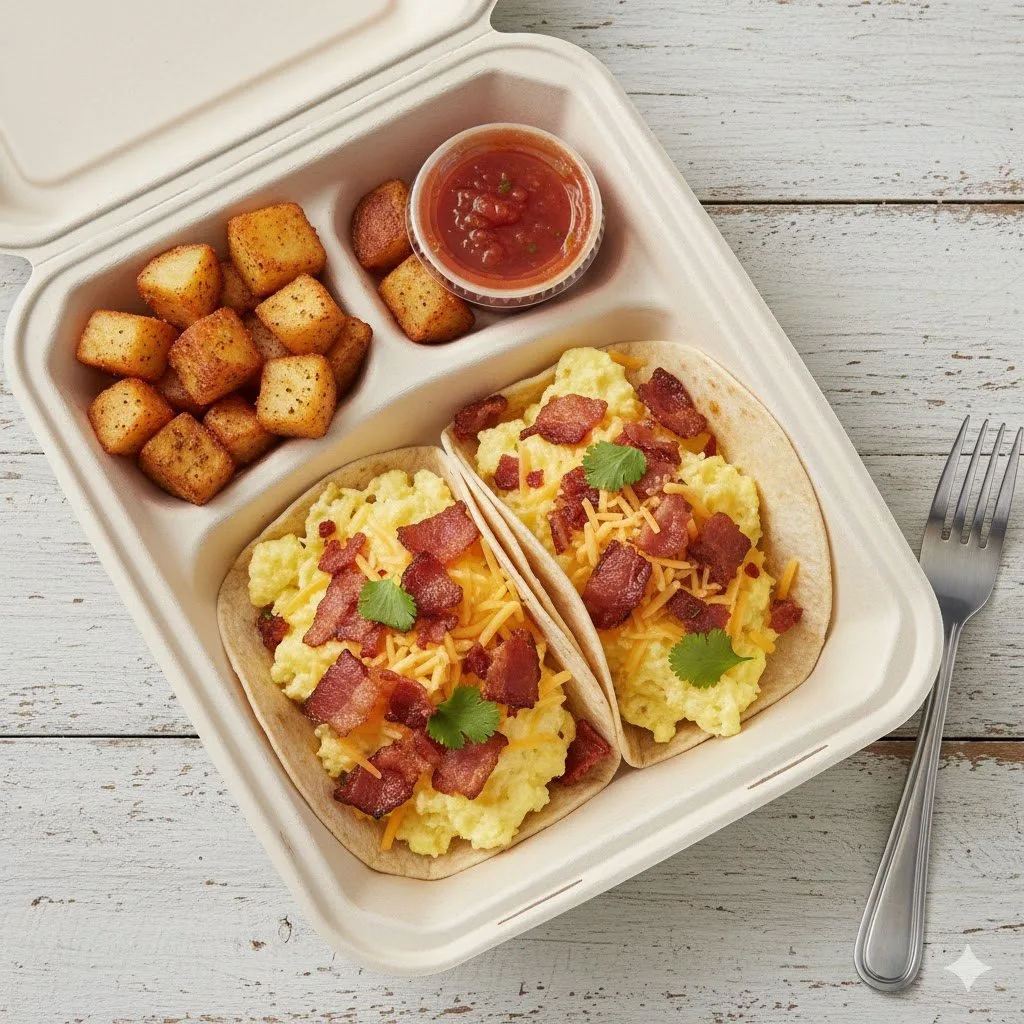Bacon and Cheese Breakfast (Corn) Tacos Box