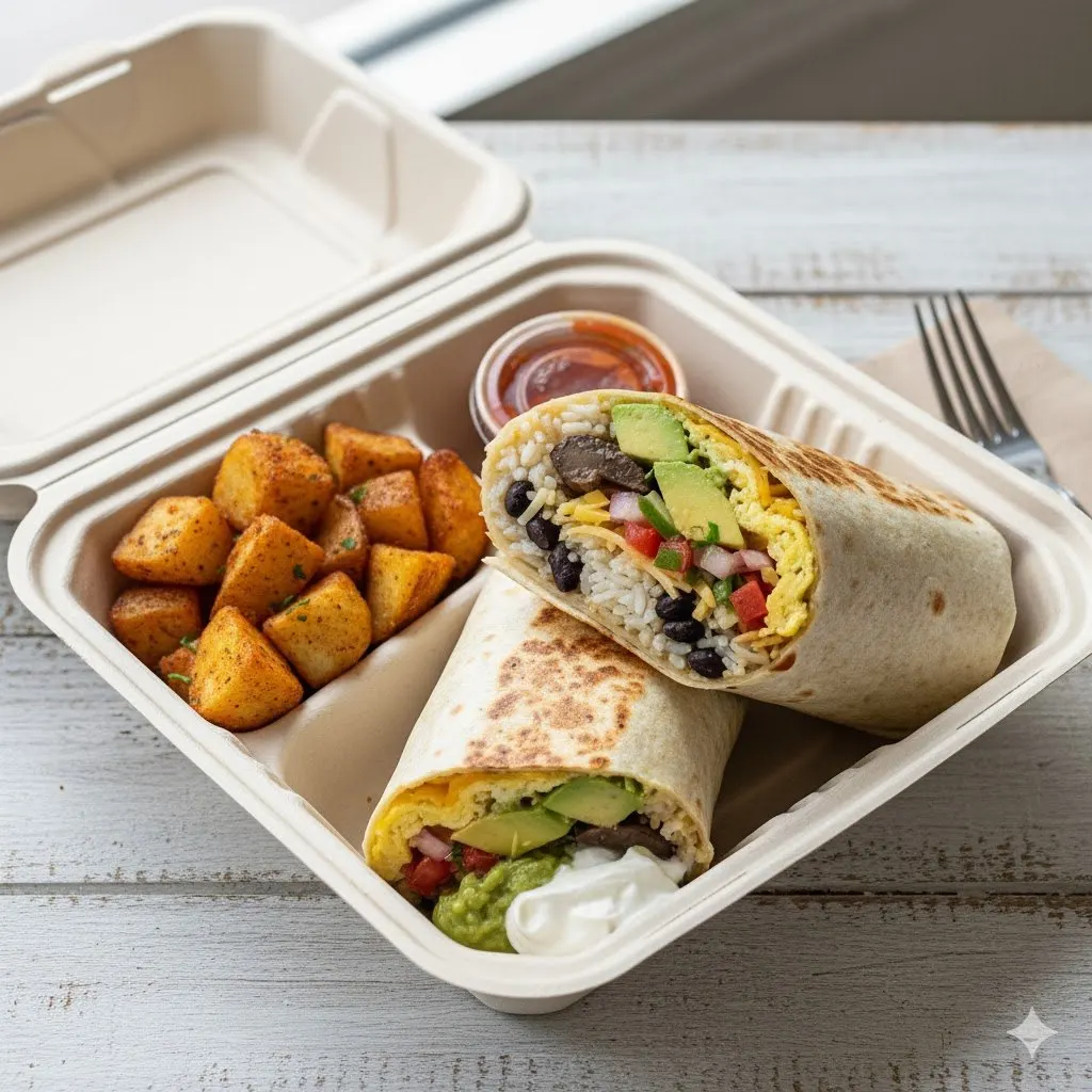 Mushrooms and Avocado Breakfast Burrito