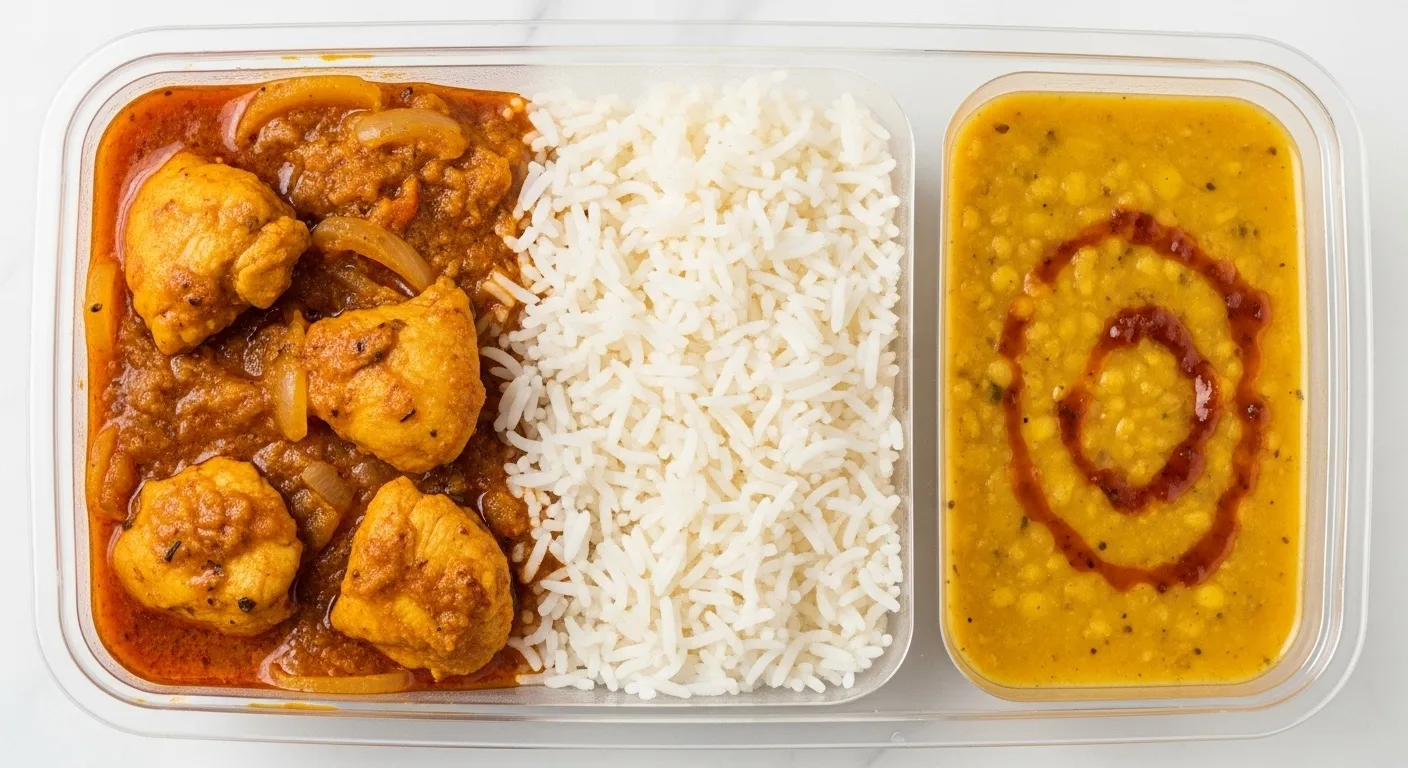 Pahari Chicken Curry with Rice and Dal Tadka (Halal)