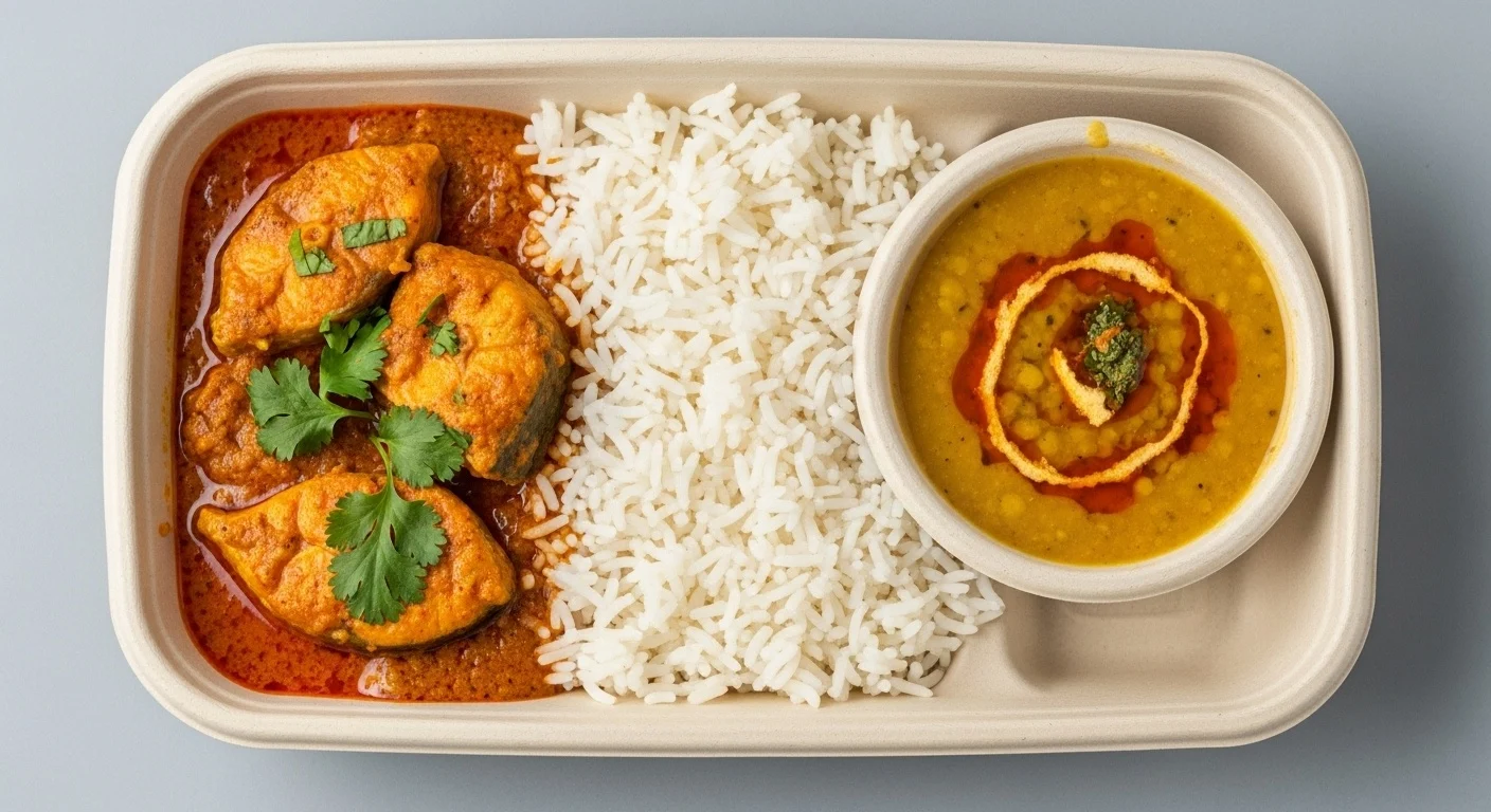 Macha Ko Johl with Rice and Dal Tadka