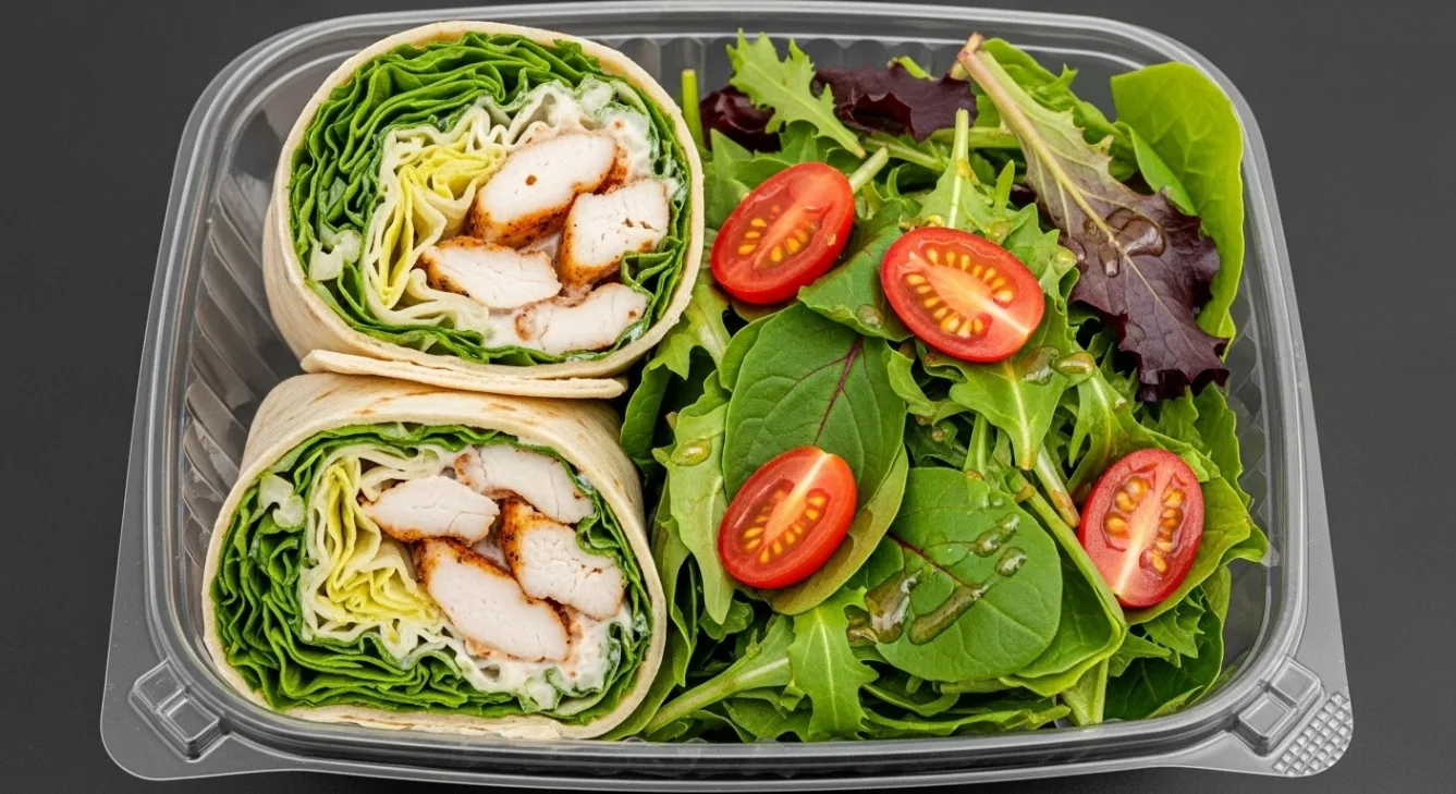 Greek Chicken Wrap with Side Salad