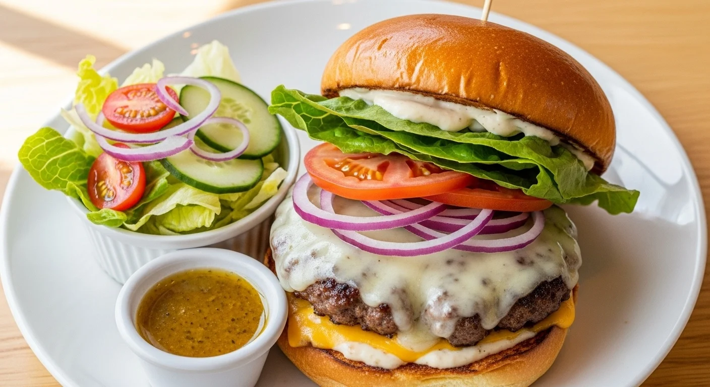 Smash Cheeseburger with Side Salad