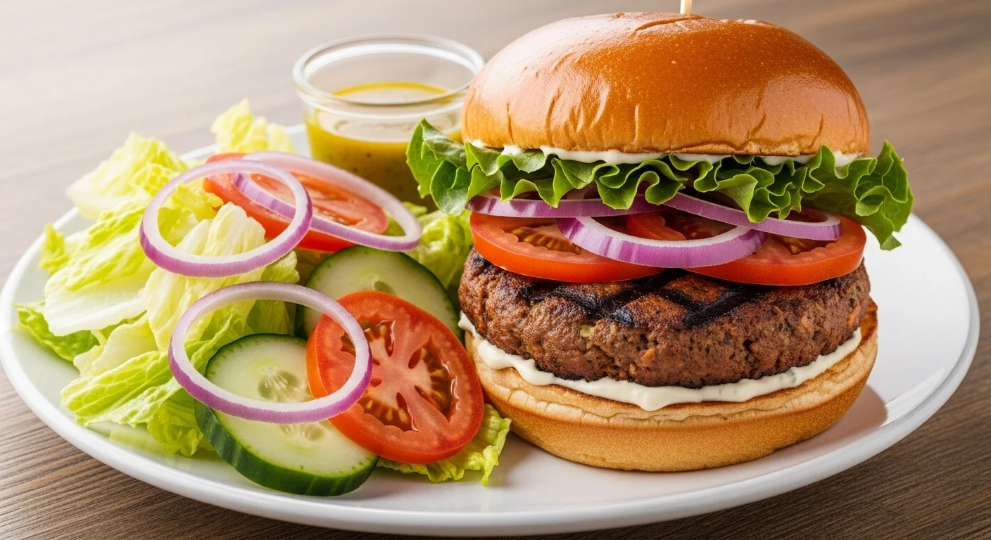 Veggie Garden Burger with side salad
