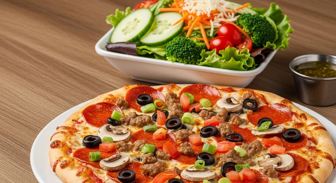 Snowy Alps Pizza and Garden Salad