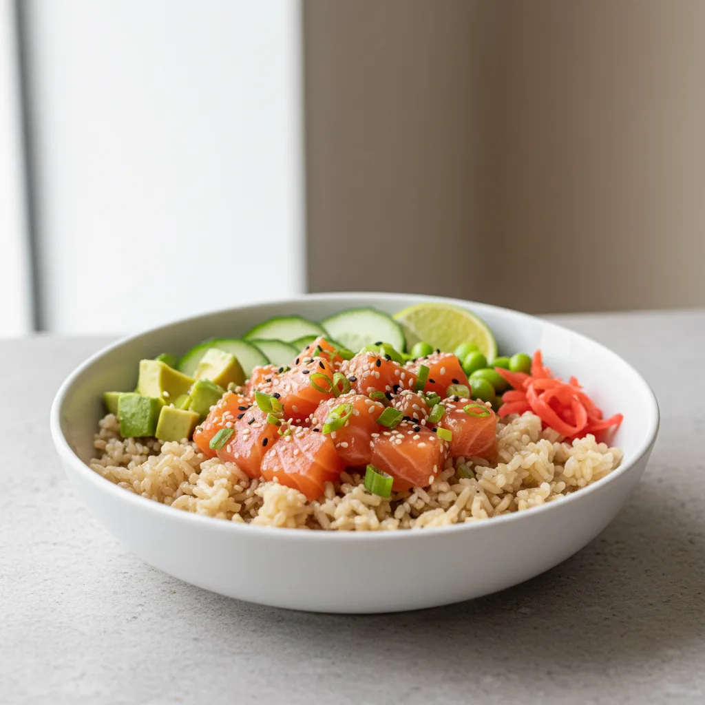 Salmon Poke Bowl with Brown Rice Salmon Poke Bowl with Brown Rice