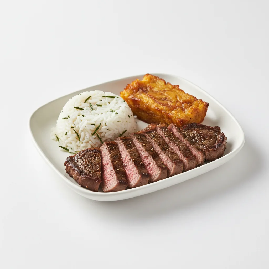Rosemary NY Strip Steak Served with Rosemary Jasmine Rice & Sweet Plantain Casserole Rosemary NY Strip Steak Served with Rosemary Jasmine Rice & Sweet Plantain Casserole