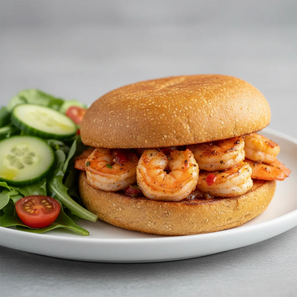 Spicy Shrimp Sandwich with Salad (Gluten Free) Spicy Shrimp Sandwich with Salad (Gluten Free)