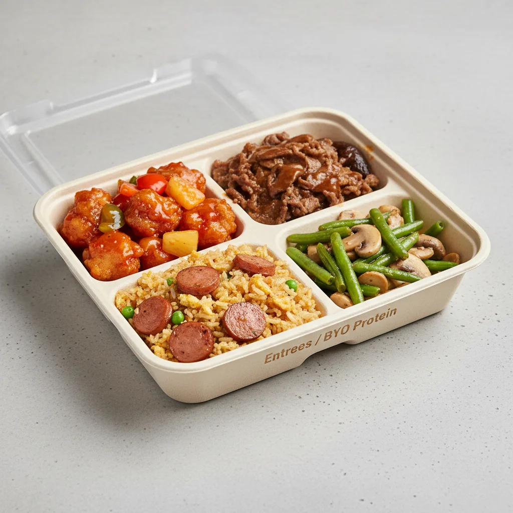 Sweet & Sour Chicken, Beef & Oyster Sauce, Sausage Fried Rice, Green Bean & Mushroom Sweet & Sour Chicken, Beef & Oyster Sauce, Sausage Fried Rice, Green Bean & Mushroom