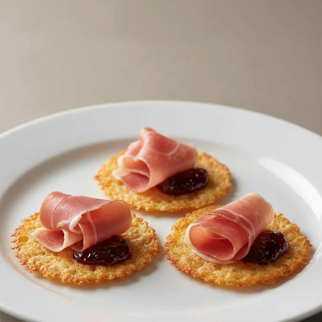 Parmesan Crisps with Prosciutto & Fig Jam Parmesan Crisps with Prosciutto & Fig Jam
