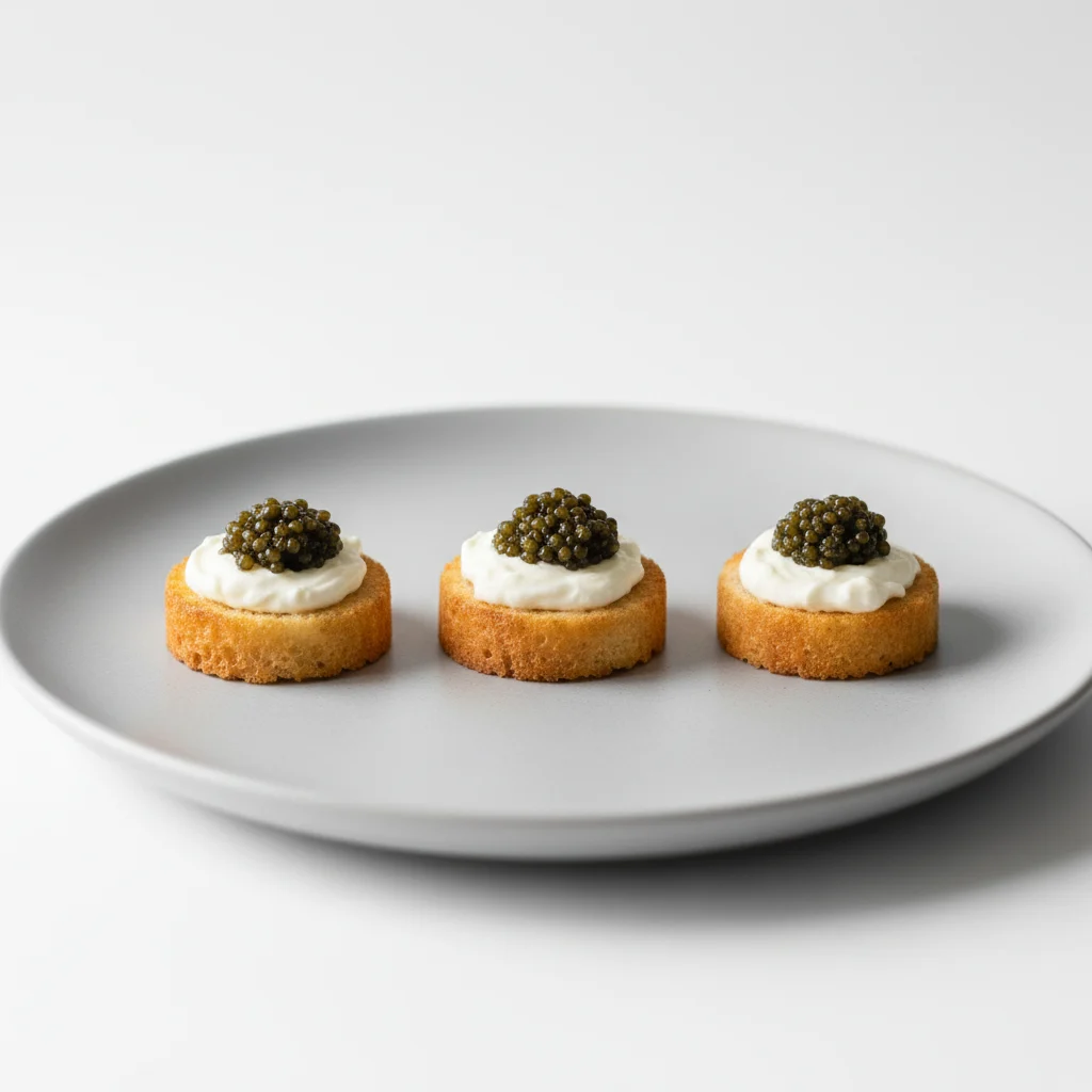 Caviar & Crème Fraîche Crostini Caviar & Crème Fraîche Crostini