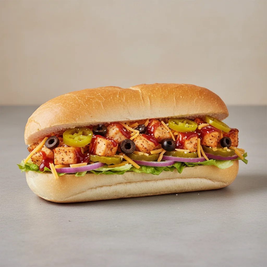 Regular BBQ Chipotle Chicken Sub on White Bread (No Tomatoes) Regular BBQ Chipotle Chicken Sub on White Bread (No Tomatoes)