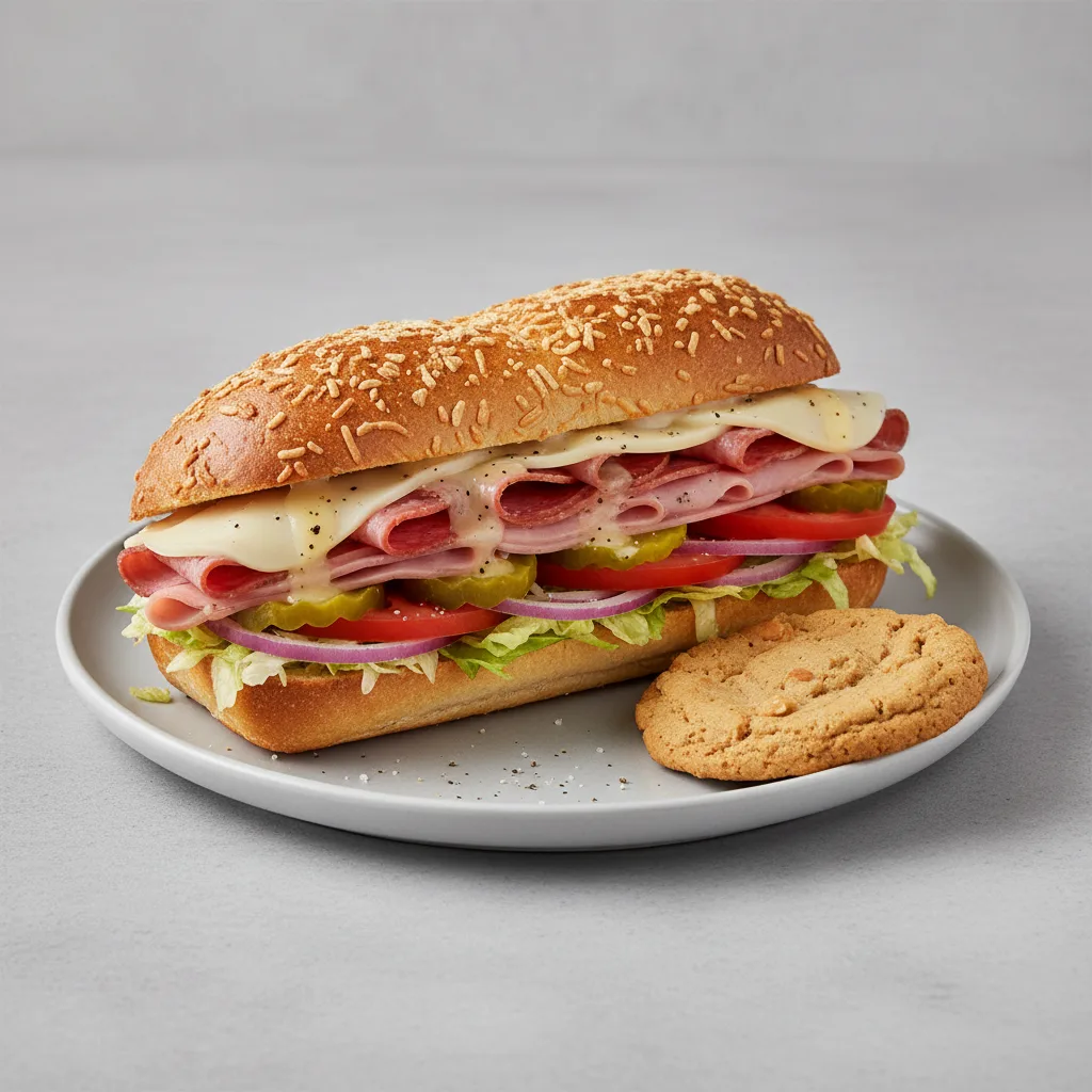 Italian Sub on Parmesan Bread and a Peanut Butter Cookie Italian Sub on Parmesan Bread and a Peanut Butter Cookie