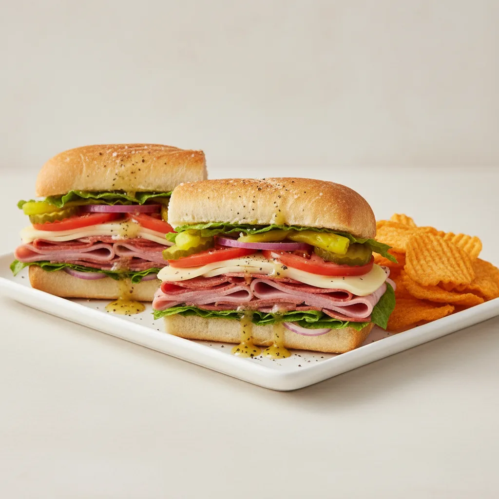 Italian Sub on White Bread with Harvest Cheddar Sun Chips Italian Sub on White Bread with Harvest Cheddar Sun Chips