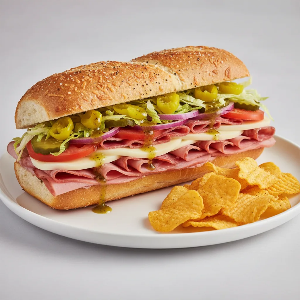 Italian Sub on Parmesan Bread with Harvest Cheddar Sun Chips Italian Sub on Parmesan Bread with Harvest Cheddar Sun Chips