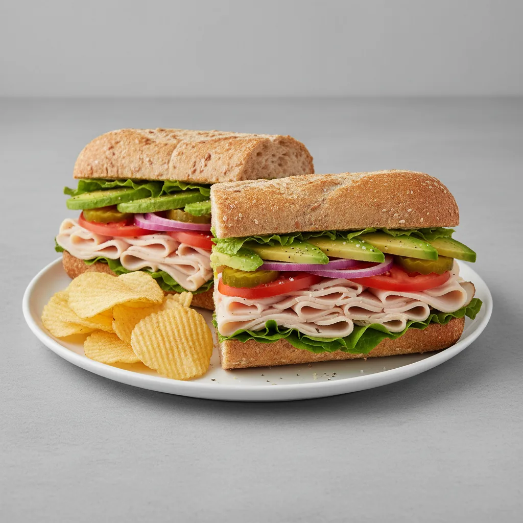 Turkey & Avocado Sub on Whole Grain Wheat Bread with Lay's Classic Potato Chips Turkey & Avocado Sub on Whole Grain Wheat Bread with Lay's Classic Potato Chips