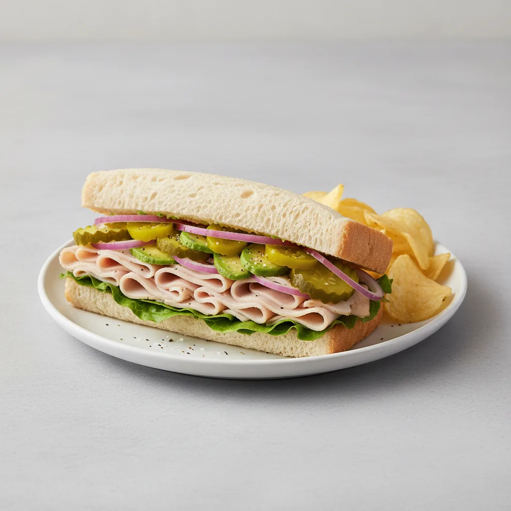 Turkey & Avocado Sub on White Bread w/ Lay's Classic Potato Chips (No Tomatoes) Turkey & Avocado Sub on White Bread w/ Lay's Classic Potato Chips (No Tomatoes)