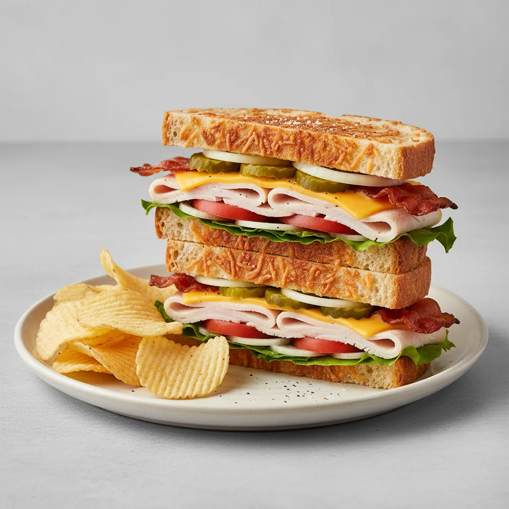 Clubhouse Melt on Parmesan Bread with Lay's Classic Potato Chips Clubhouse Melt on Parmesan Bread with Lay's Classic Potato Chips