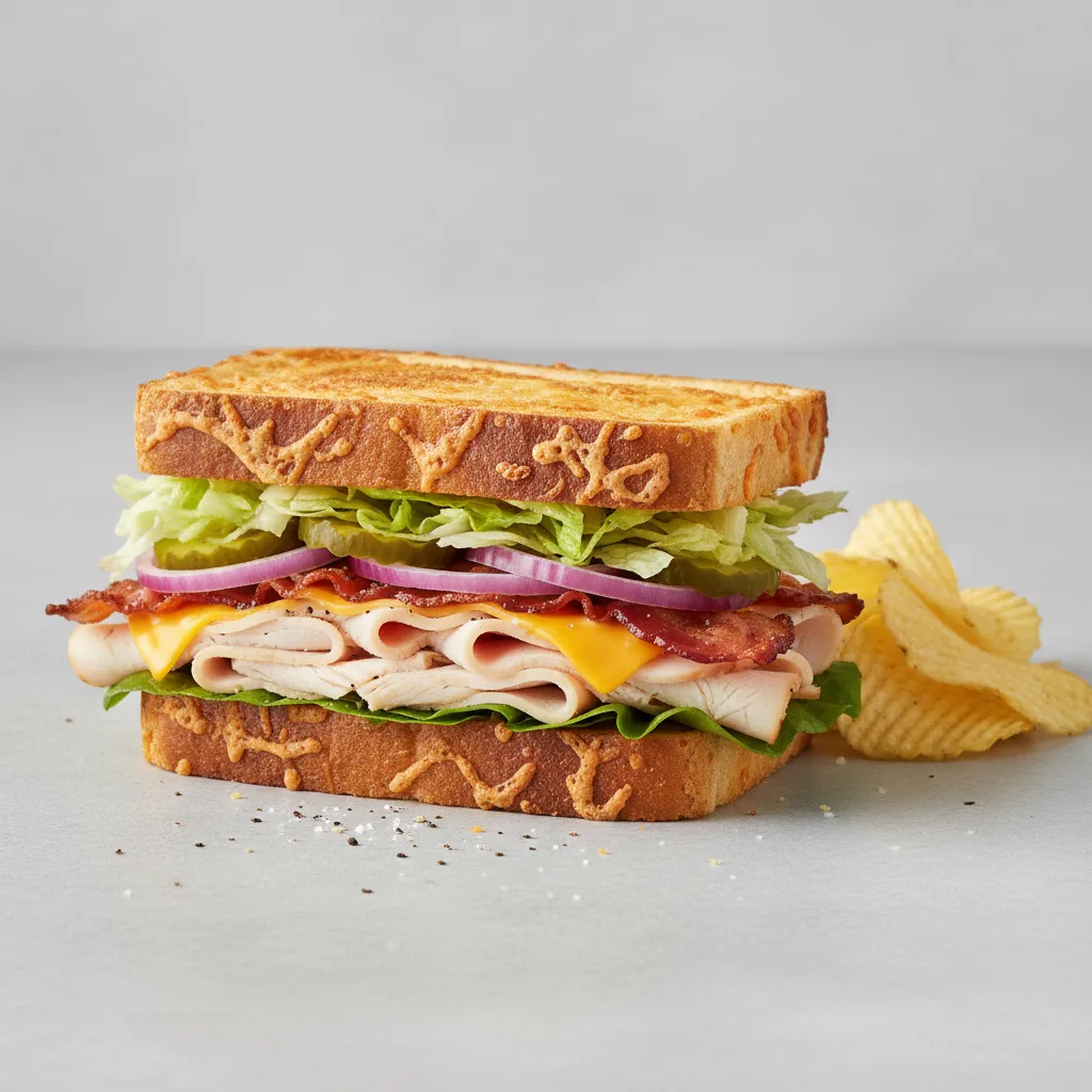 Clubhouse Melt on Parmesan Bread with Lay's Classic Potato Chips (No Tomatoes) Clubhouse Melt on Parmesan Bread with Lay's Classic Potato Chips (No Tomatoes)