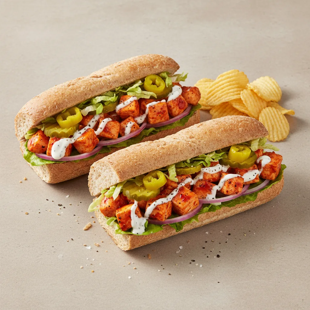 Buffalo Chicken Sub on Whole Grain Wheat, Lay's Potato Chips (No Tomatoes) Buffalo Chicken Sub on Whole Grain Wheat, Lay's Potato Chips (No Tomatoes)