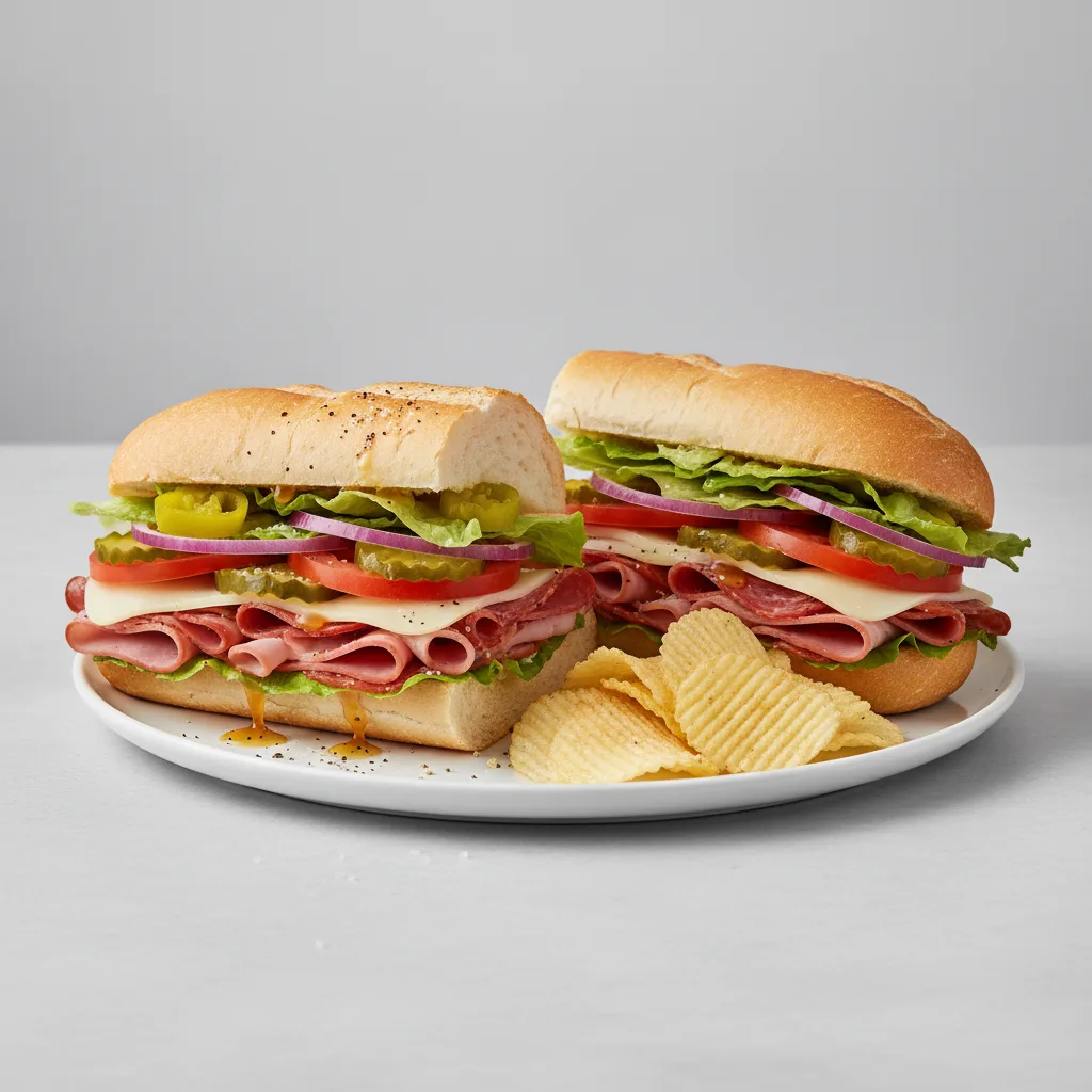 Italian Sub on White Bread with Lay's Classic Potato Chips Italian Sub on White Bread with Lay's Classic Potato Chips