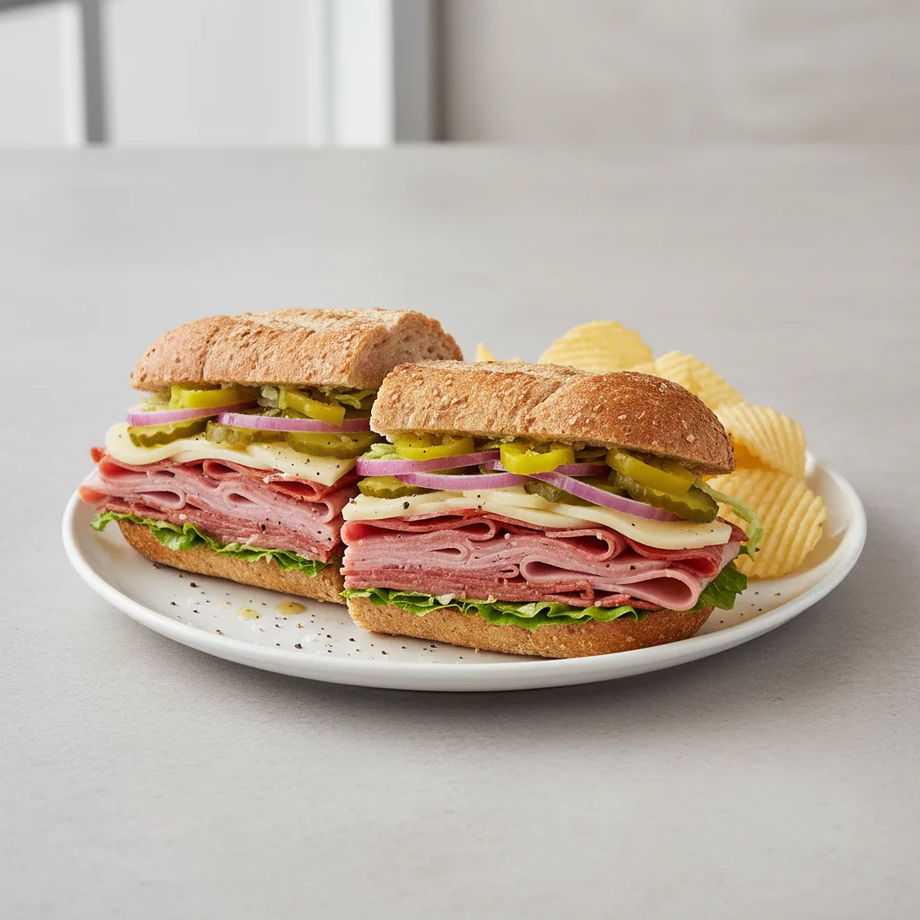 Italian Sub on Wheat Bread with Lay's Classic Potato Chips (No Tomatoes) Italian Sub on Wheat Bread with Lay's Classic Potato Chips (No Tomatoes)