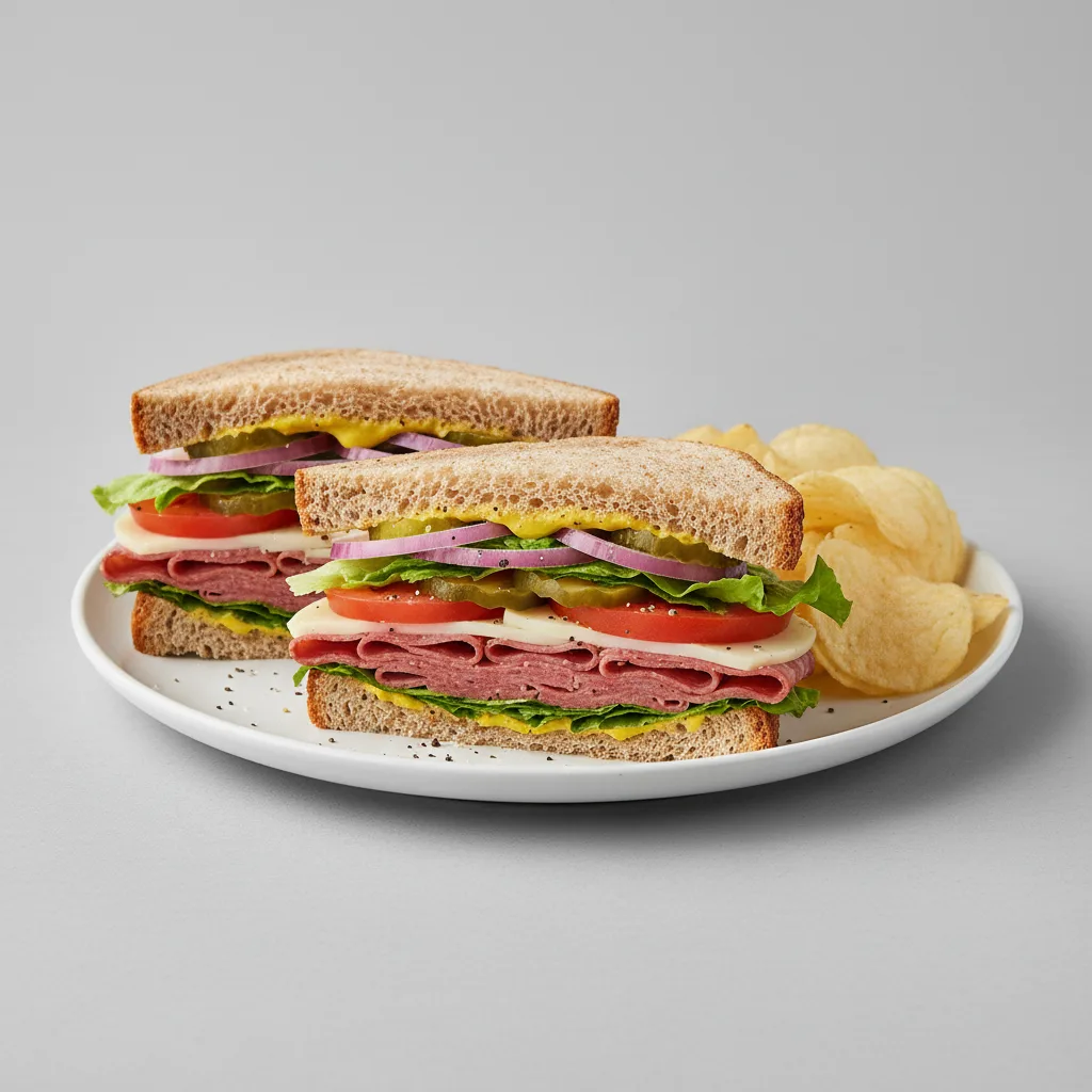 Salami & Provolone on Whole Grain Wheat Bread with Lay's Classic Potato Chips Salami & Provolone on Whole Grain Wheat Bread with Lay's Classic Potato Chips