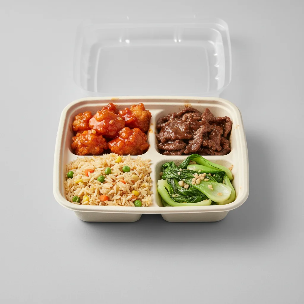 Sweet & Sour Chicken, Mongolian Beef, Vegetable Fried Rice, Bok Choy and Garlic Sweet & Sour Chicken, Mongolian Beef, Vegetable Fried Rice, Bok Choy and Garlic