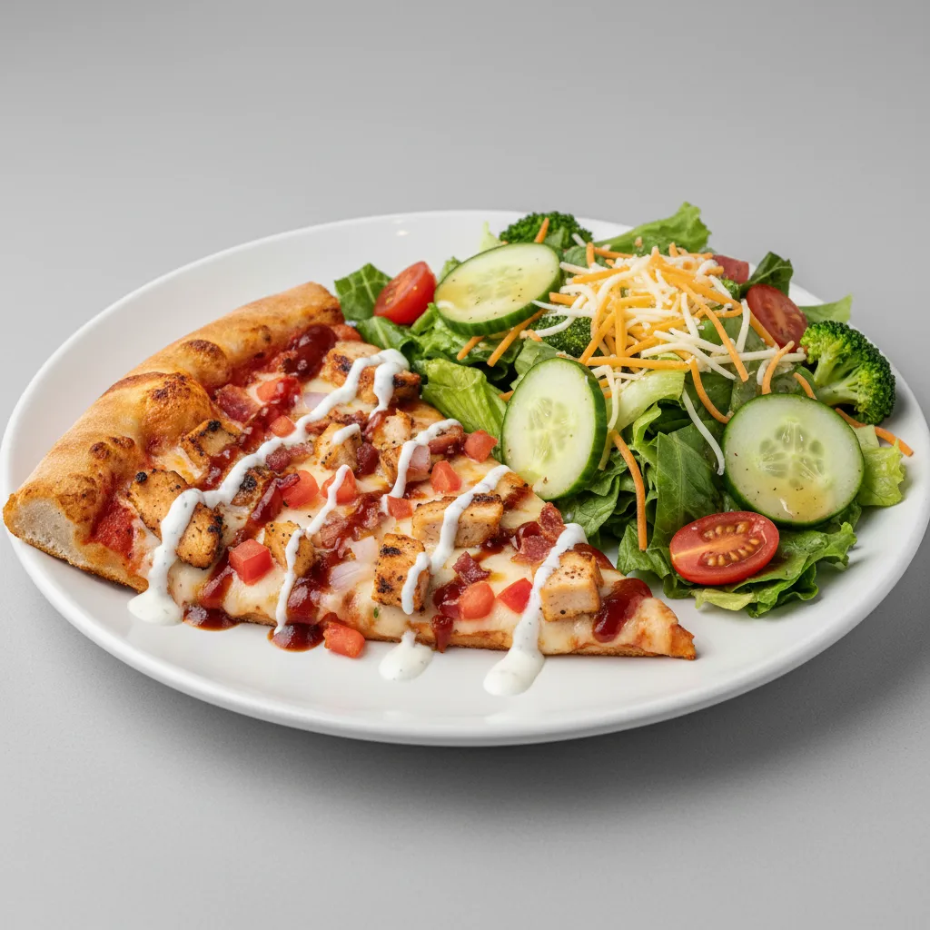 Small BBQ at the Ranch Pizza and House Salad Small BBQ at the Ranch Pizza and House Salad