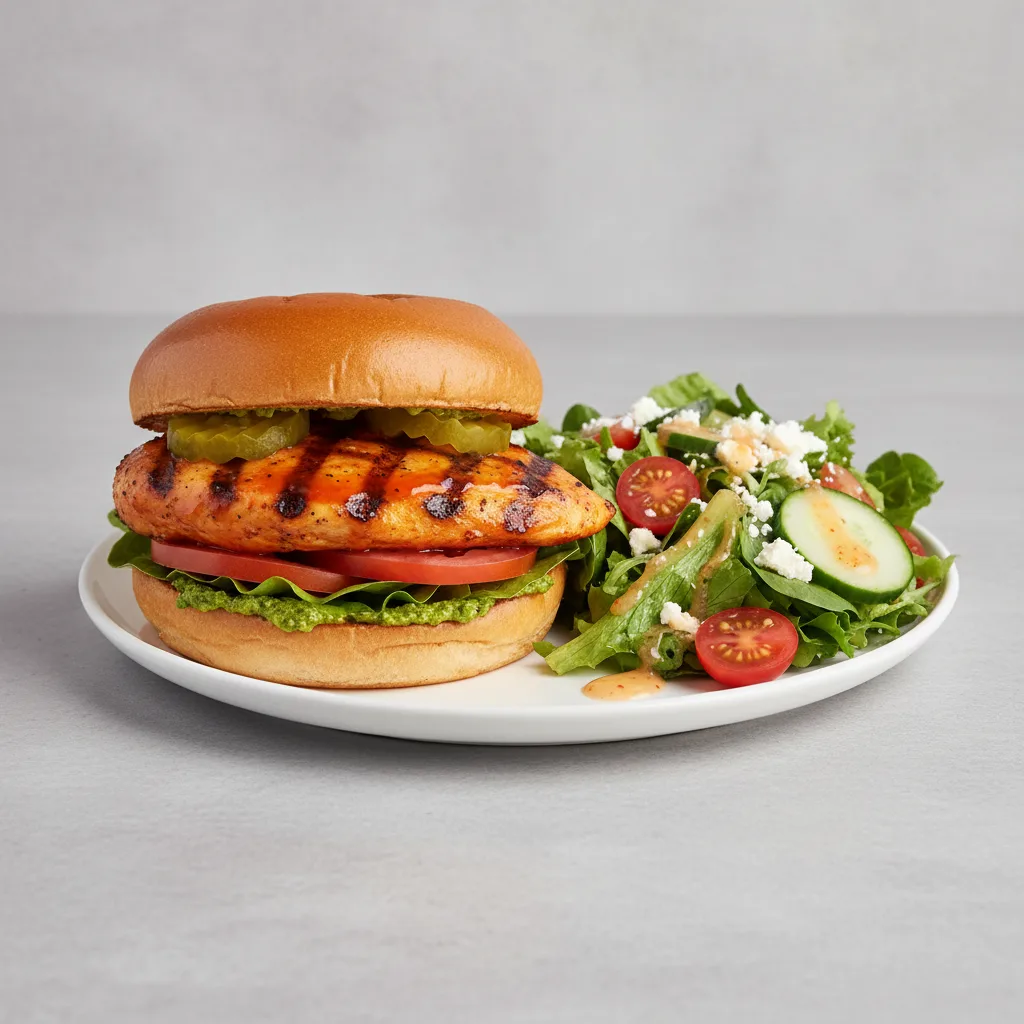 Nashville Hot Sandwich with a Side Salad Nashville Hot Sandwich with a Side Salad