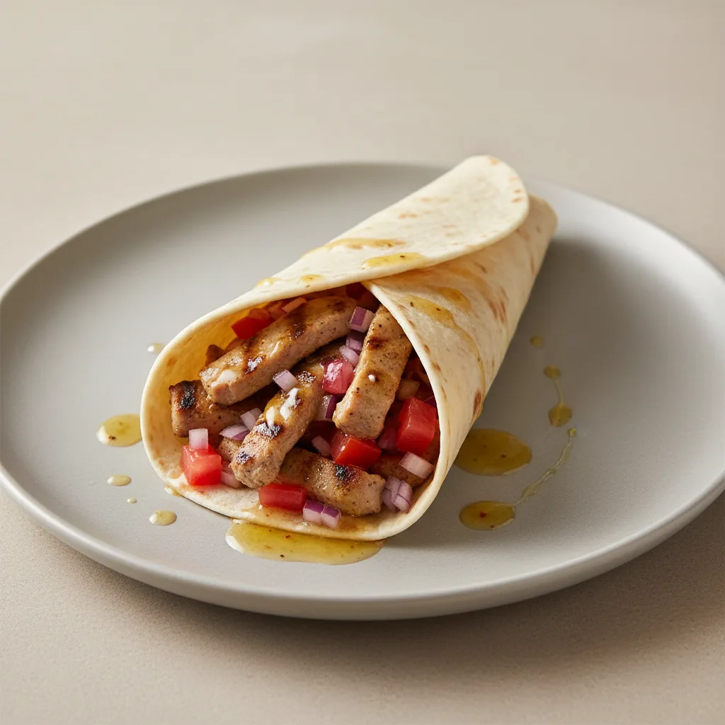 Pork Souvlaki Wraps with Vinaigrette Pork Souvlaki Wraps with Vinaigrette