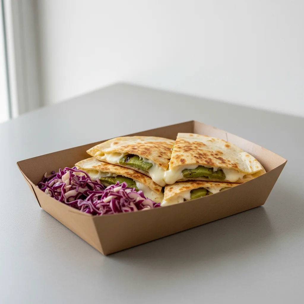 Boxed Nopalitos Quesadilla With Red Cabbage Slaw