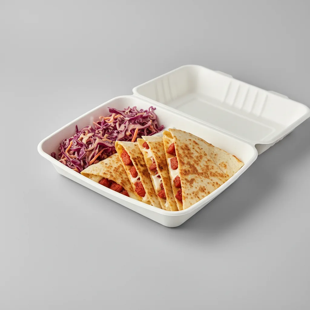 Boxed Pastor Quesadilla With Red Cabbage Slaw