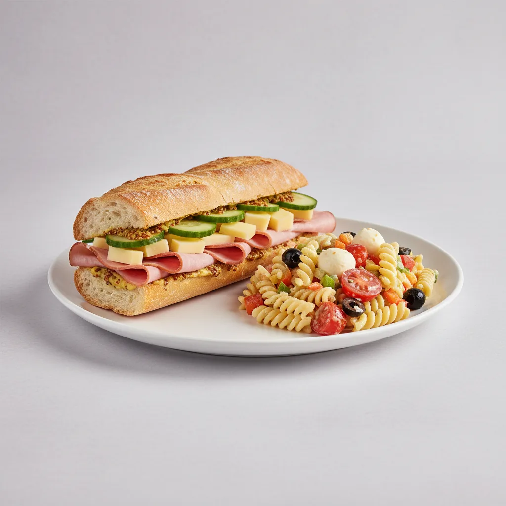 Offner with pasta salad Offner with pasta salad