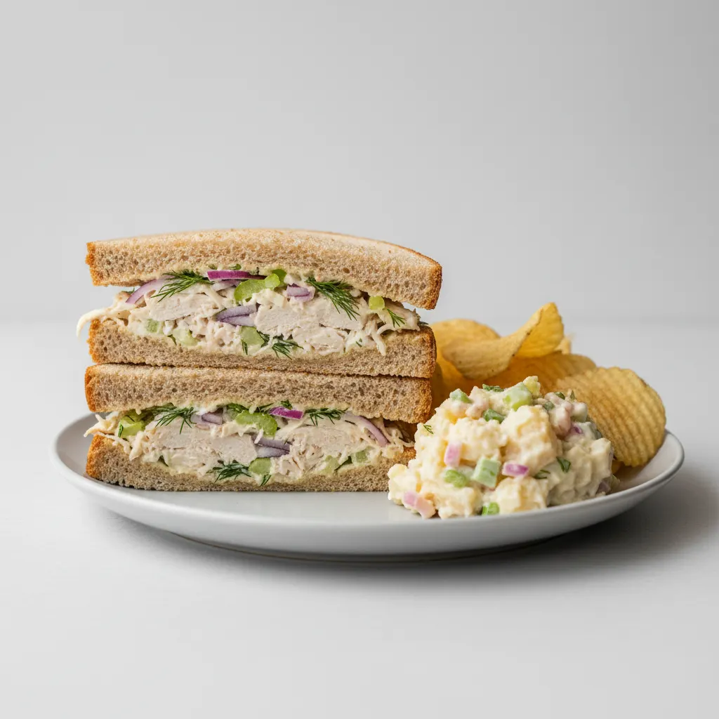 Chicken Salad Sandwich on Whole Wheat with Zapp's Potato Chips salad Chicken Salad Sandwich on Whole Wheat with Zapp's Potato Chips salad