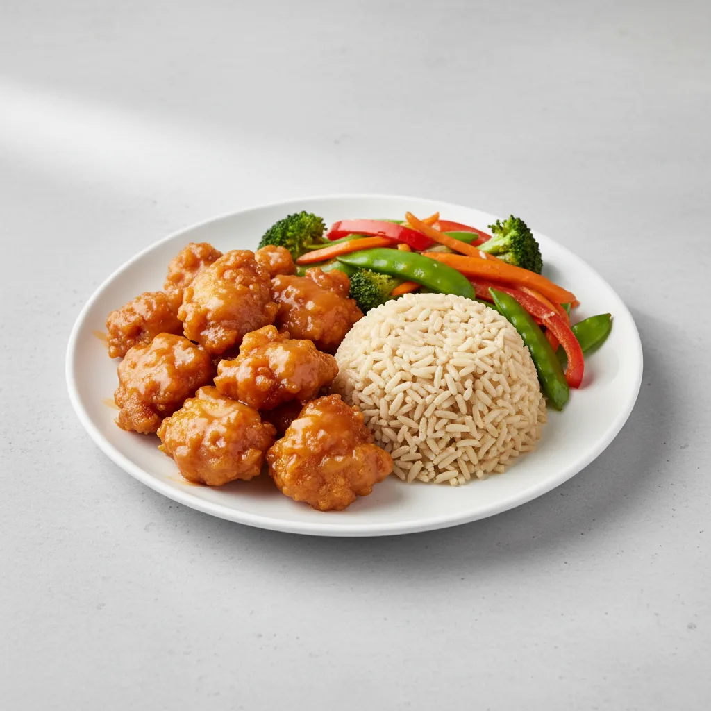 Orange Chicken With Brown Rice and Veggies Orange Chicken With Brown Rice and Veggies