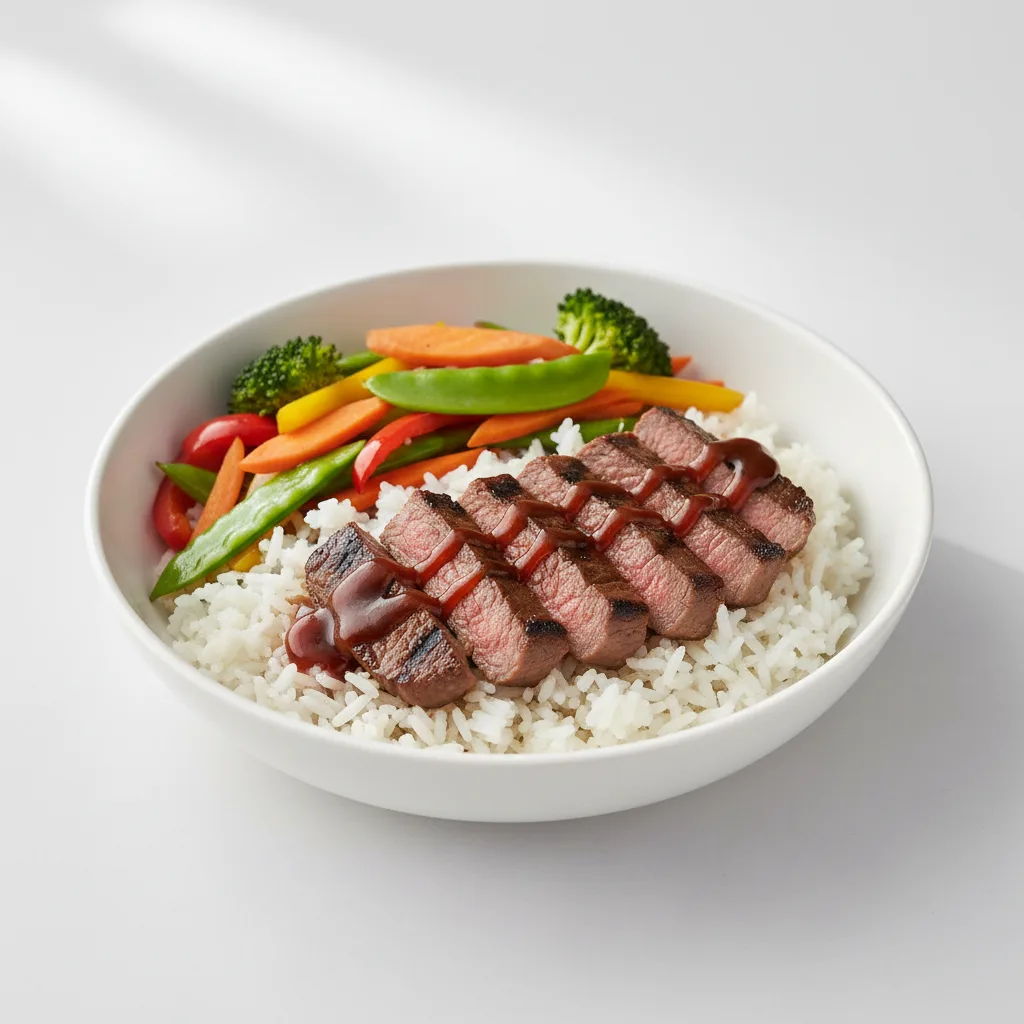 Steak Teriyaki With White Rice and Veggies Steak Teriyaki With White Rice and Veggies